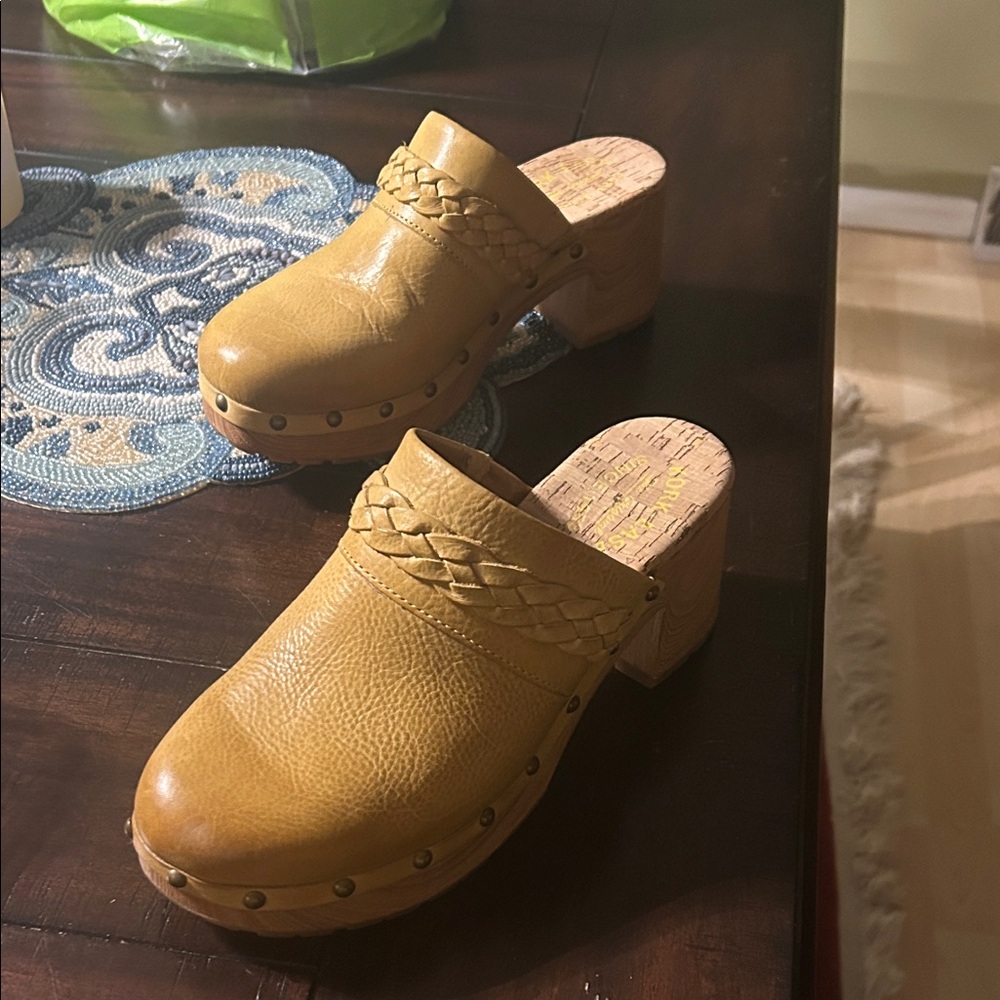 Kork-Ease Mustard Yellow Clogs, New